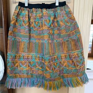Vintage boho Beverly Paige skirt with intricate detail and fringe